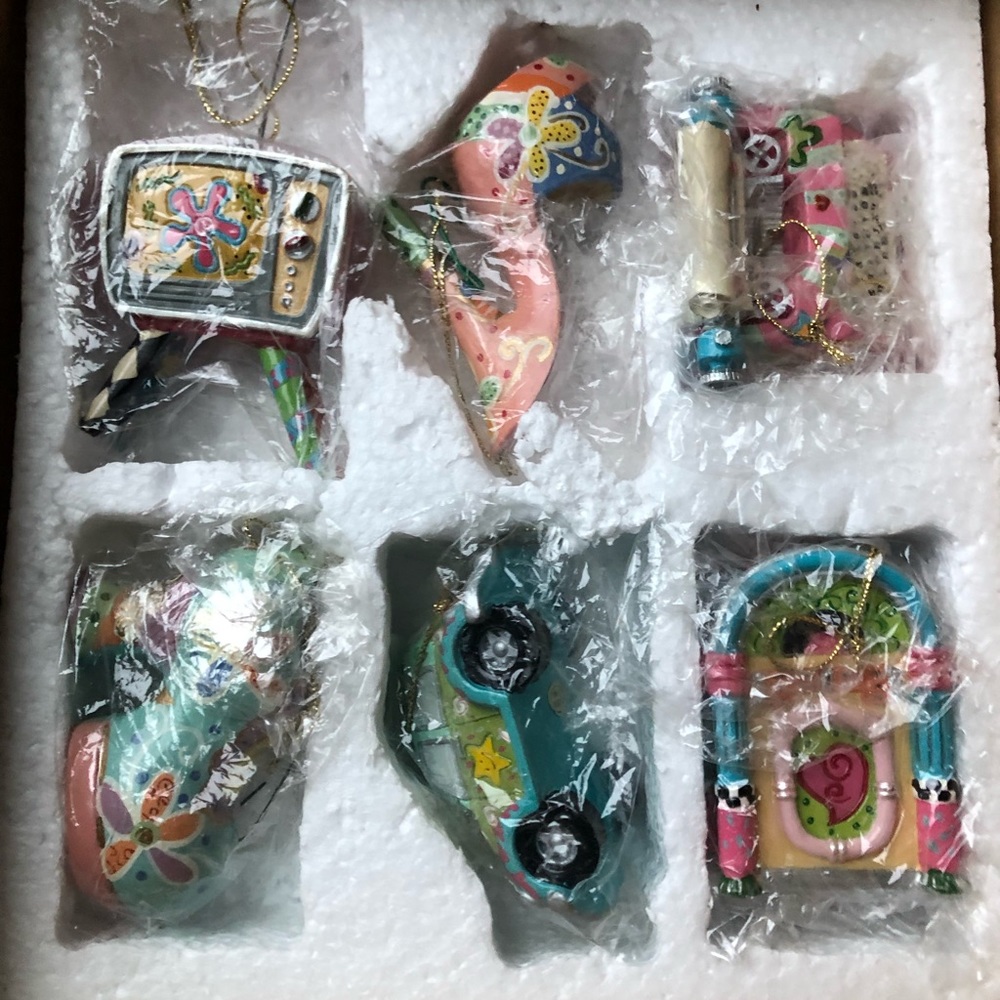 Lillian Vernon Pink Retro Ornaments Set of 6